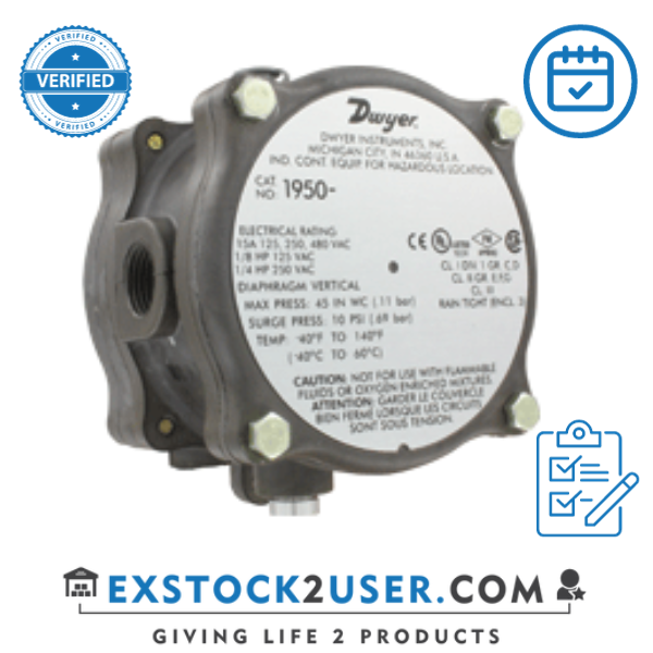 Explosion-proof Differential Pressure Switch, Range 0.03-0.10”WC, 10G Mica Silver Contact Micro Switch, Silicone Diaphragm