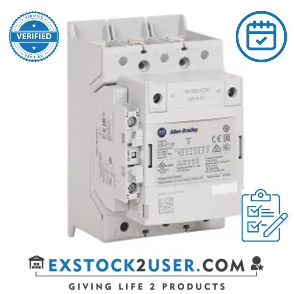 Allen Bradley, 100-E116KD11, Contactor, IEC, 116 A, 100-250V 50-60 Hz/100-250V DC, 3 NO Poles, 1 NO 1 NC Auxiliary Contacts, Bus Bar Connections