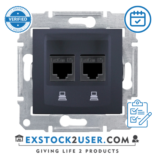 Schneider Electric, SDN4600170, Sedna - double data outlet - RJ45 cat.5e STP without frame graphite