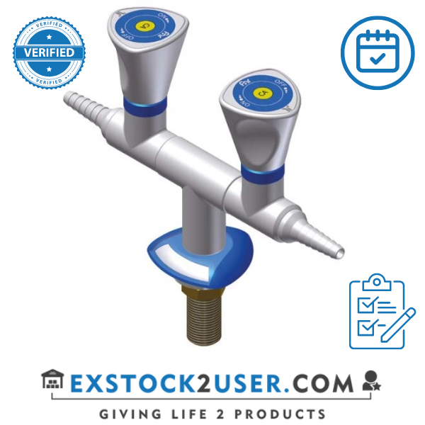 FAR MDS 2-way tap for technical gases 180°
