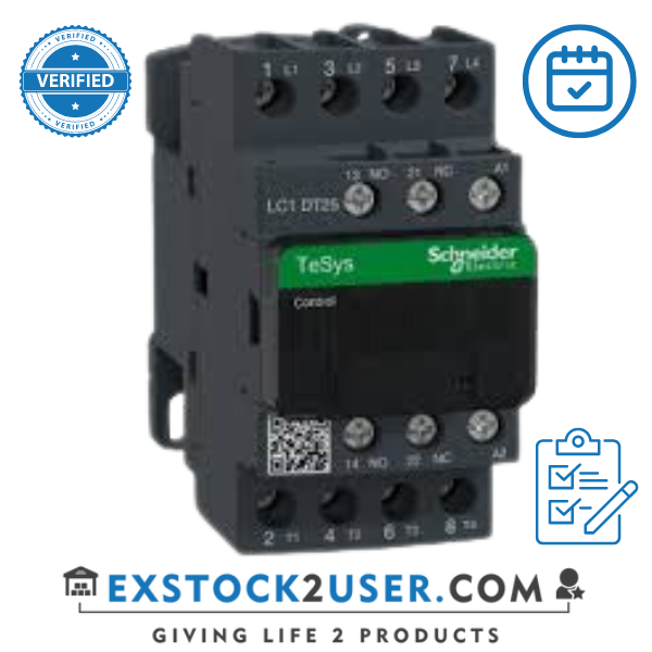 LC1DT25P7, Schneider Electric,TeSys Deca contactor,4P(4NO),AC-1,<=440V 25A,230V AC 50/60Hz coil